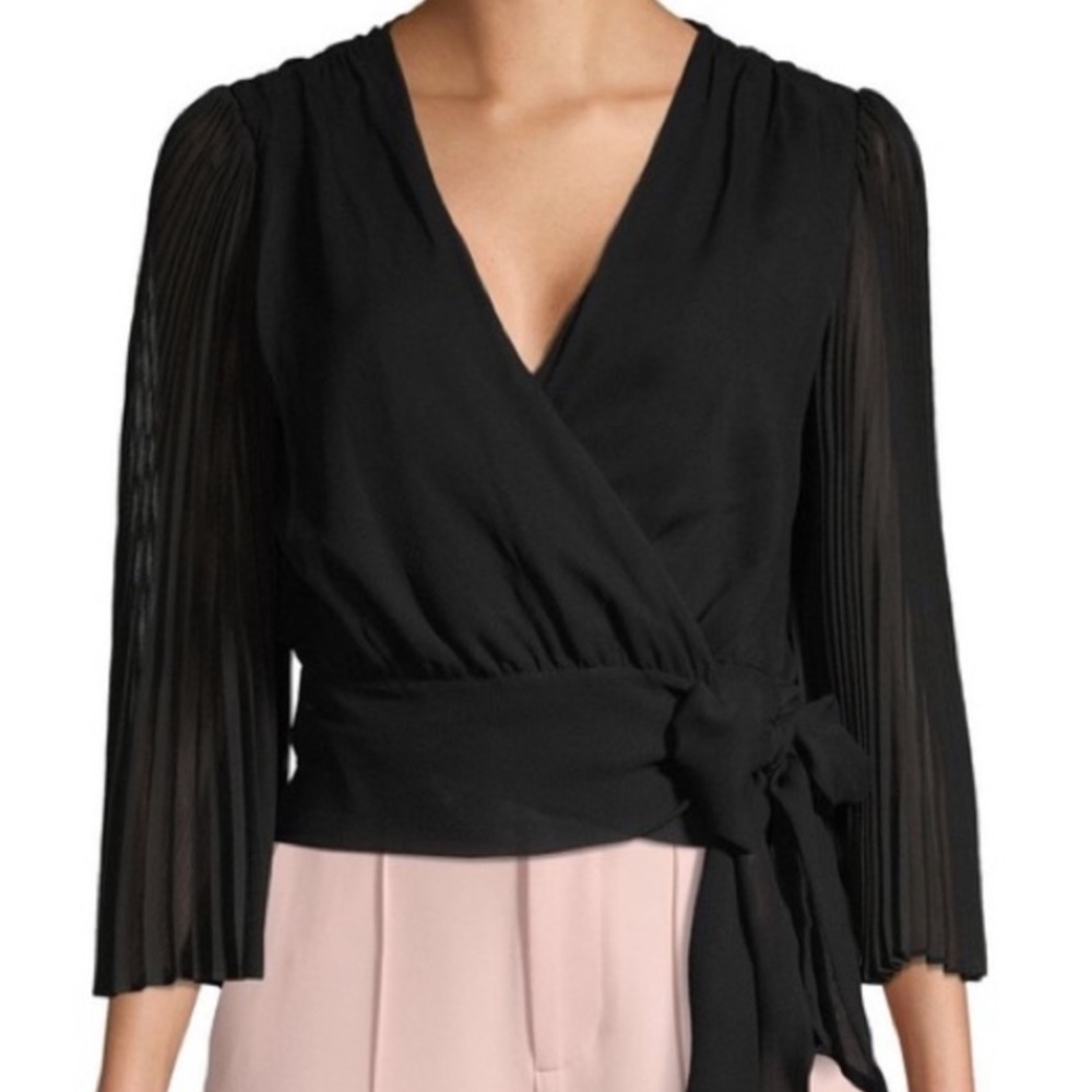 Alice + Olivia Wrap Silk top
